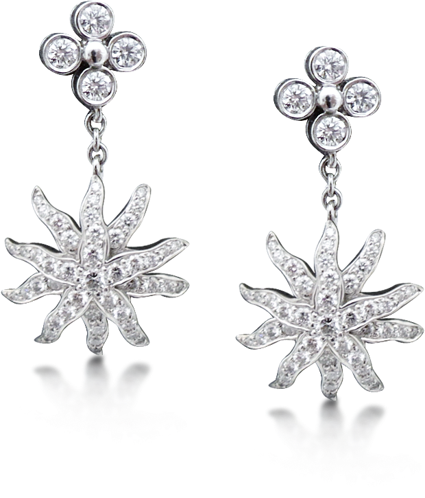 A White Gold And Diamond Necklace And Earrings Set, (939x939), Png Download