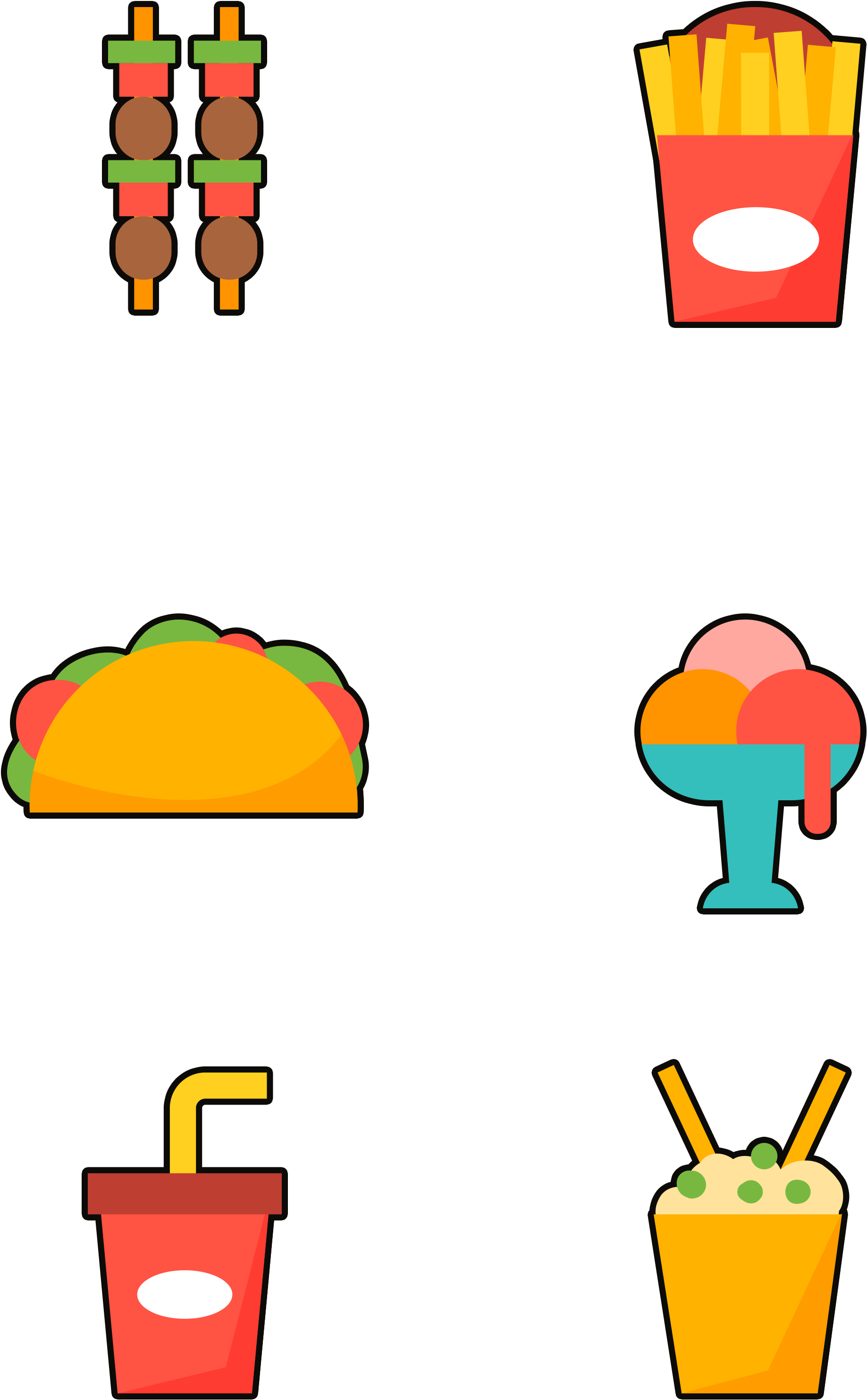 Fast Food Snacks Colored Minimalistic Png And Psd (3072x4107), Png Download