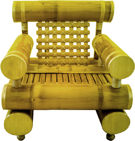 Keko Bamboo Set Of 2 Single Seat And 1 Triple Seat - Bench (1000x1000), Png Download