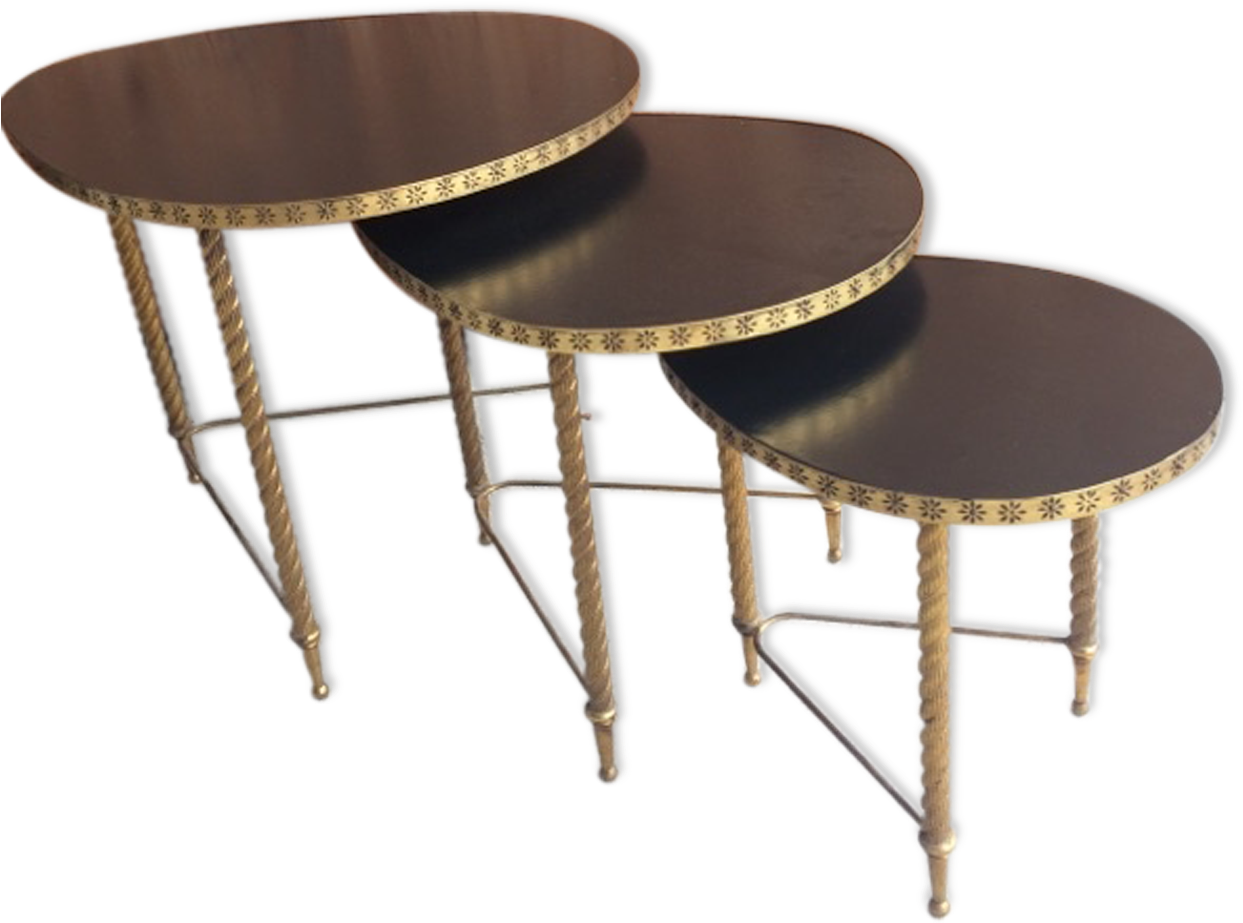 3 Tables Gigognes Elegant Tables Gigognes En Rotin - Coffee Table (1457x1457), Png Download