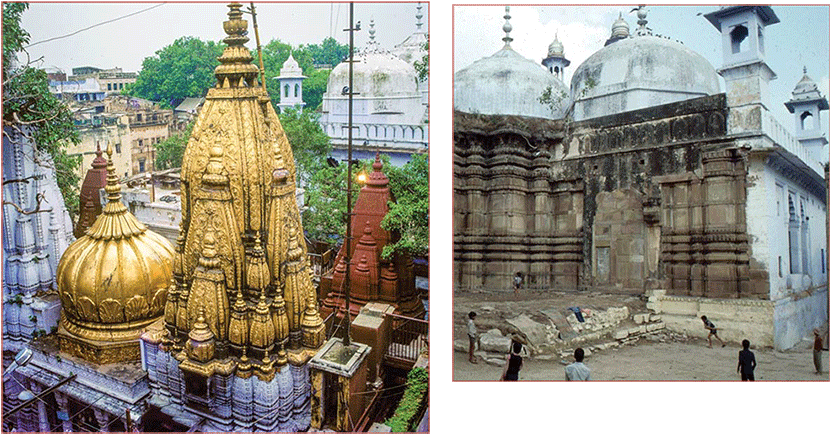 Present-day Kashi Vishwanath Mandir Rebuilt By Ahilyabai - Kashi Vishwanath Temple And Mosque (843x450), Png Download