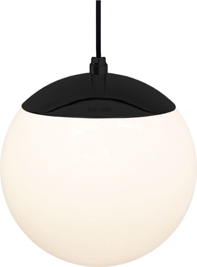 Opal Globe Pendant Black 200mm - Ceiling Fixture (900x900), Png Download