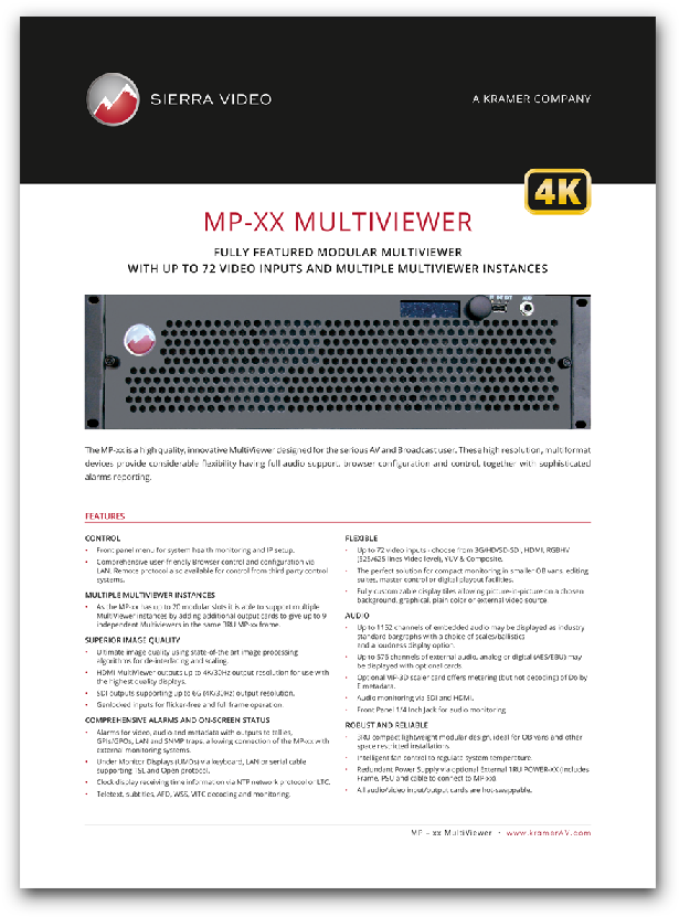 Kramer Sierra Video Mp-xx Multiviewer - Paper Product (1400x933), Png Download