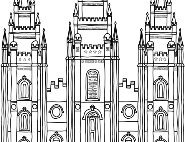 Synagogue Clipart Mandir - Salt Lake Temple Outline (640x480), Png Download