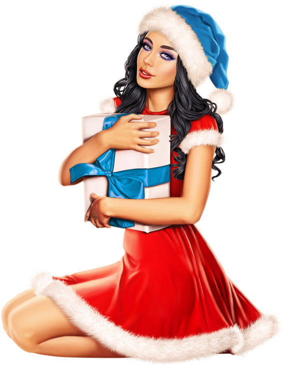 3d Girl, Happy New Year, Christmas Drawing - Photo Shoot (592x800), Png Download