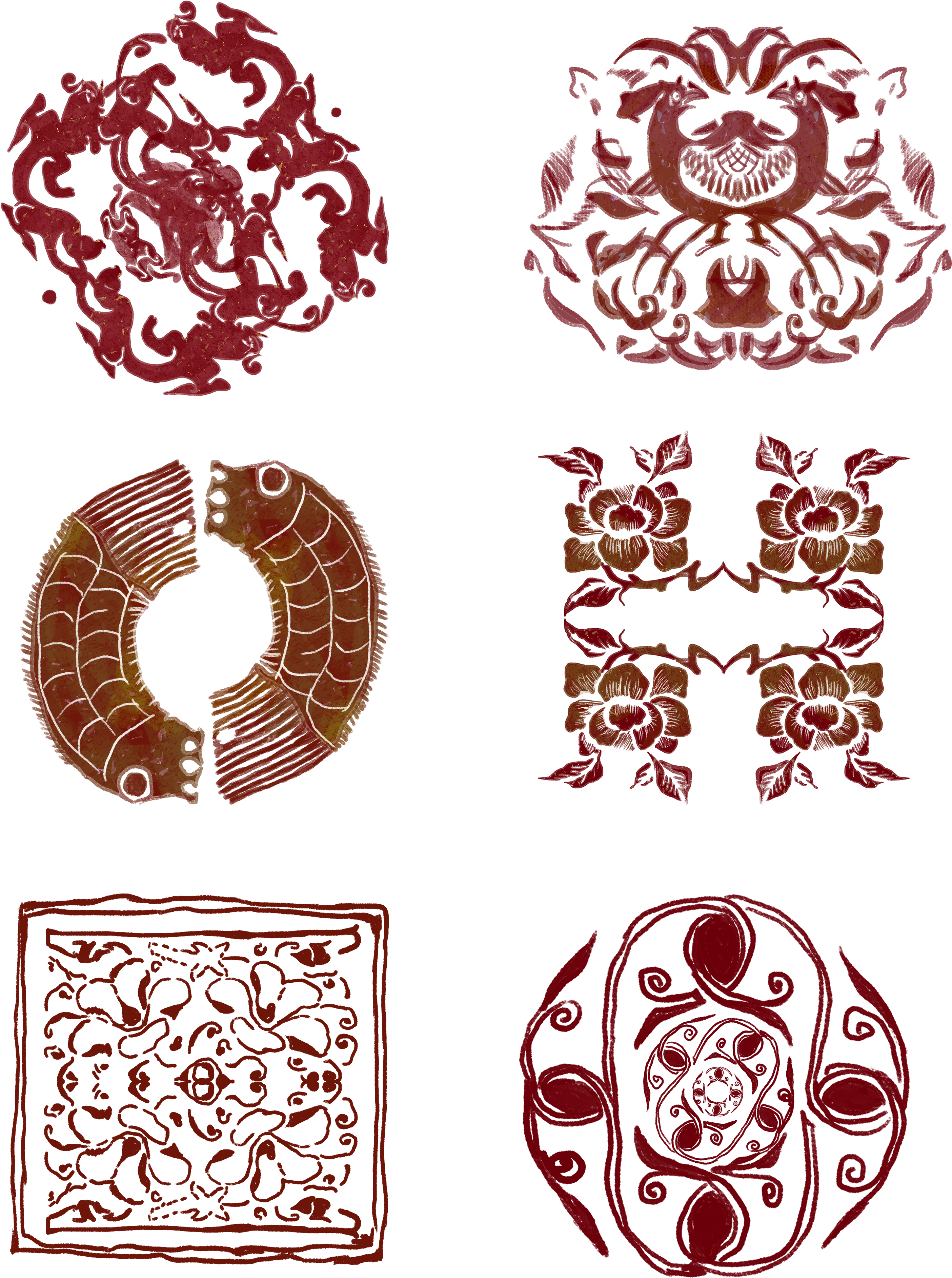Hand Painted Chinese Style Tradition Pattern Png And (3072x4107), Png Download