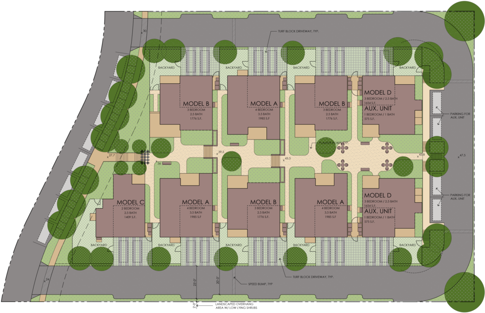 1 Site Plan-rendered Cut Out - Pocket Neighborhood Site Plan (1000x633), Png Download