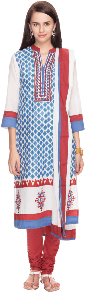 Womens Printed Churidar Suit - Stitch (640x960), Png Download