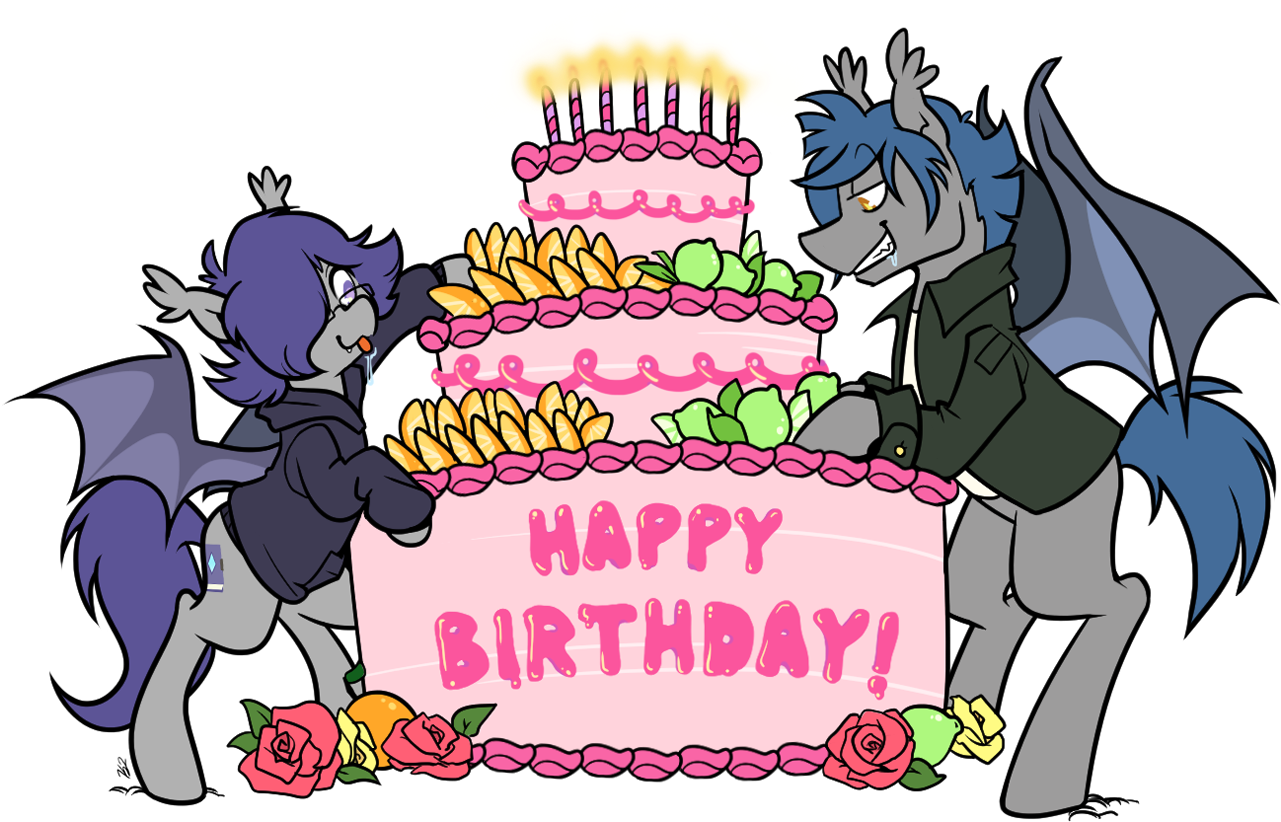 Egophiliac, Bat Pony, Birthday, Birthday Cake, Brothers, - Cartoon (1281x822), Png Download