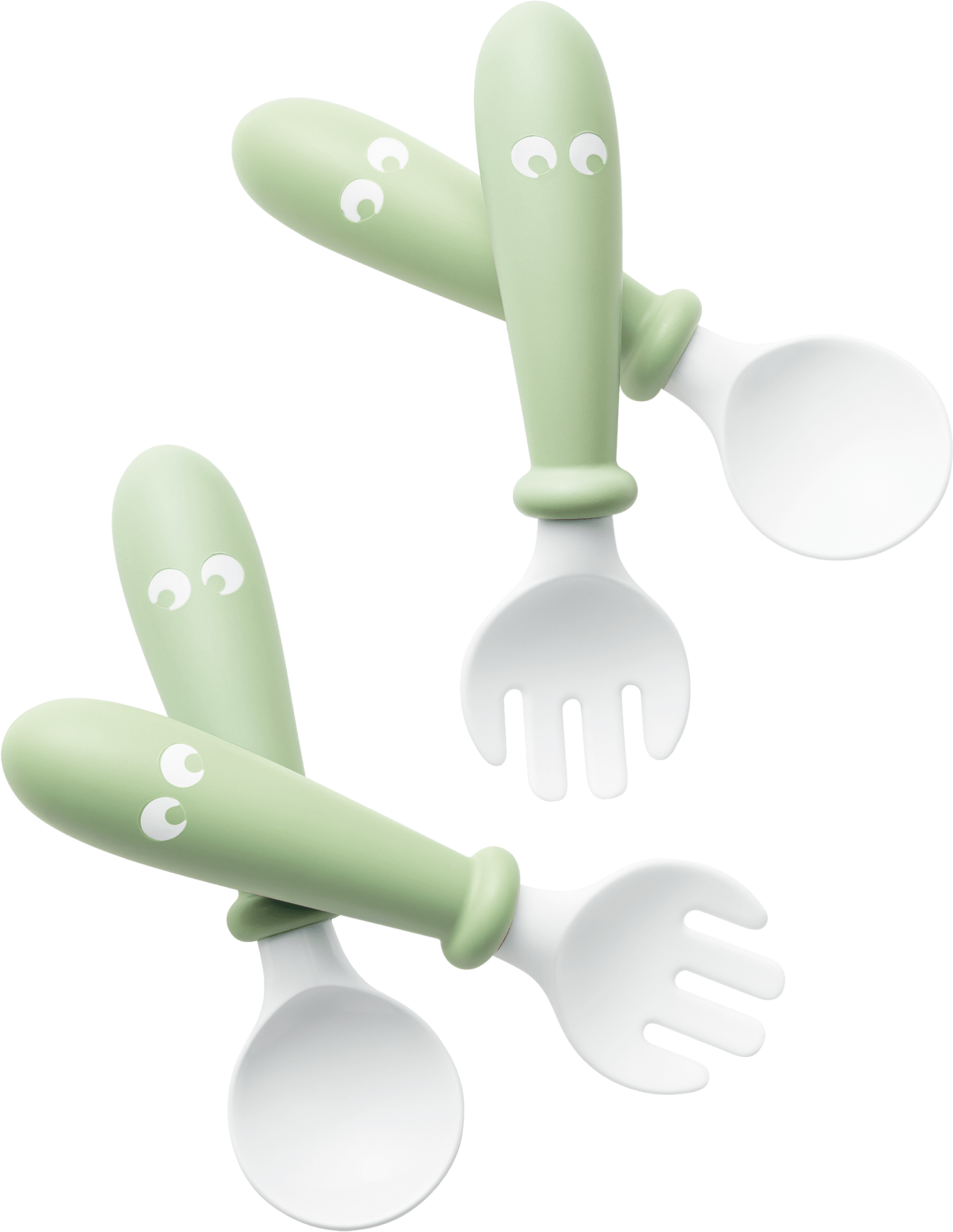 Baby Spoon And Fork That Are Easy To Grip, 4 Pcs, Powder - Rocket (2052x1992), Png Download