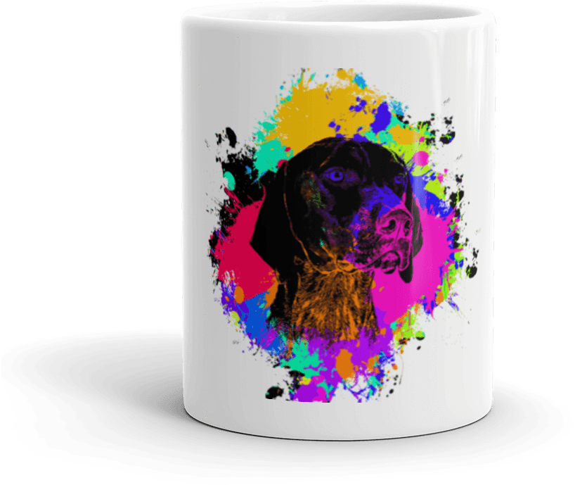 German Shorthaired Pointer Colorful Splash Paint 11oz - Mug (1000x1000), Png Download