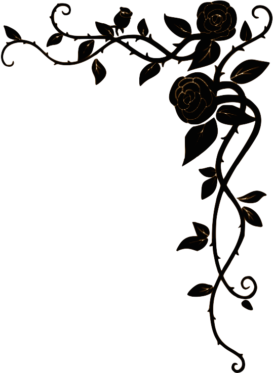 Right Top Border - Roses Border Design Black And White Png (652x750), Png Download