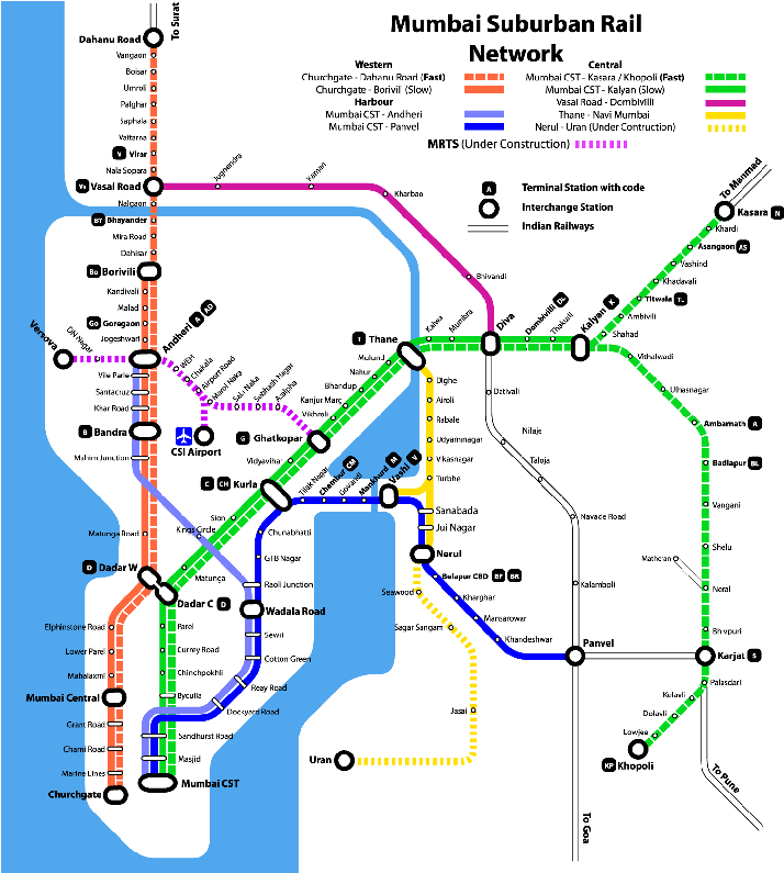 Arun Ganesh From Nid - High Quality Mumbai Railway Map (730x794), Png Download