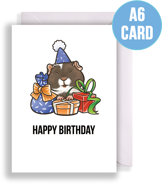 Brown Guinea Pig With Birthday Presents Birthday Card - Happy Food (801x801), Png Download