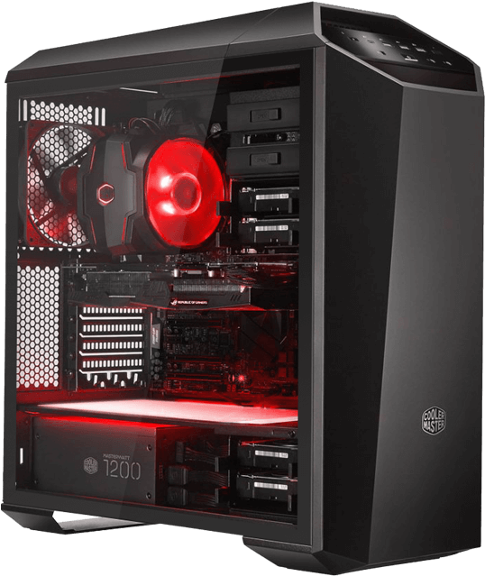 Amd X399 Tower Desktop Pc - Coolermaster Mastercase Mc500m Gaming Case (700x700), Png Download