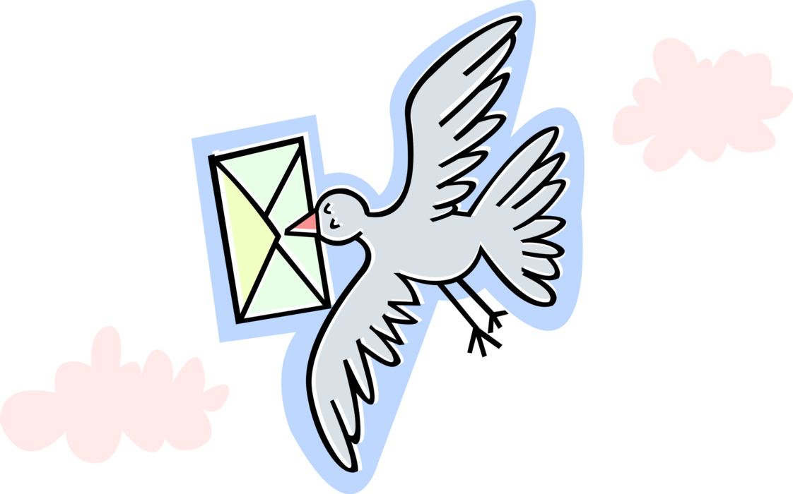 Vector Illustration Of Carrier Pigeon Bird Delivers (1122x700), Png Download