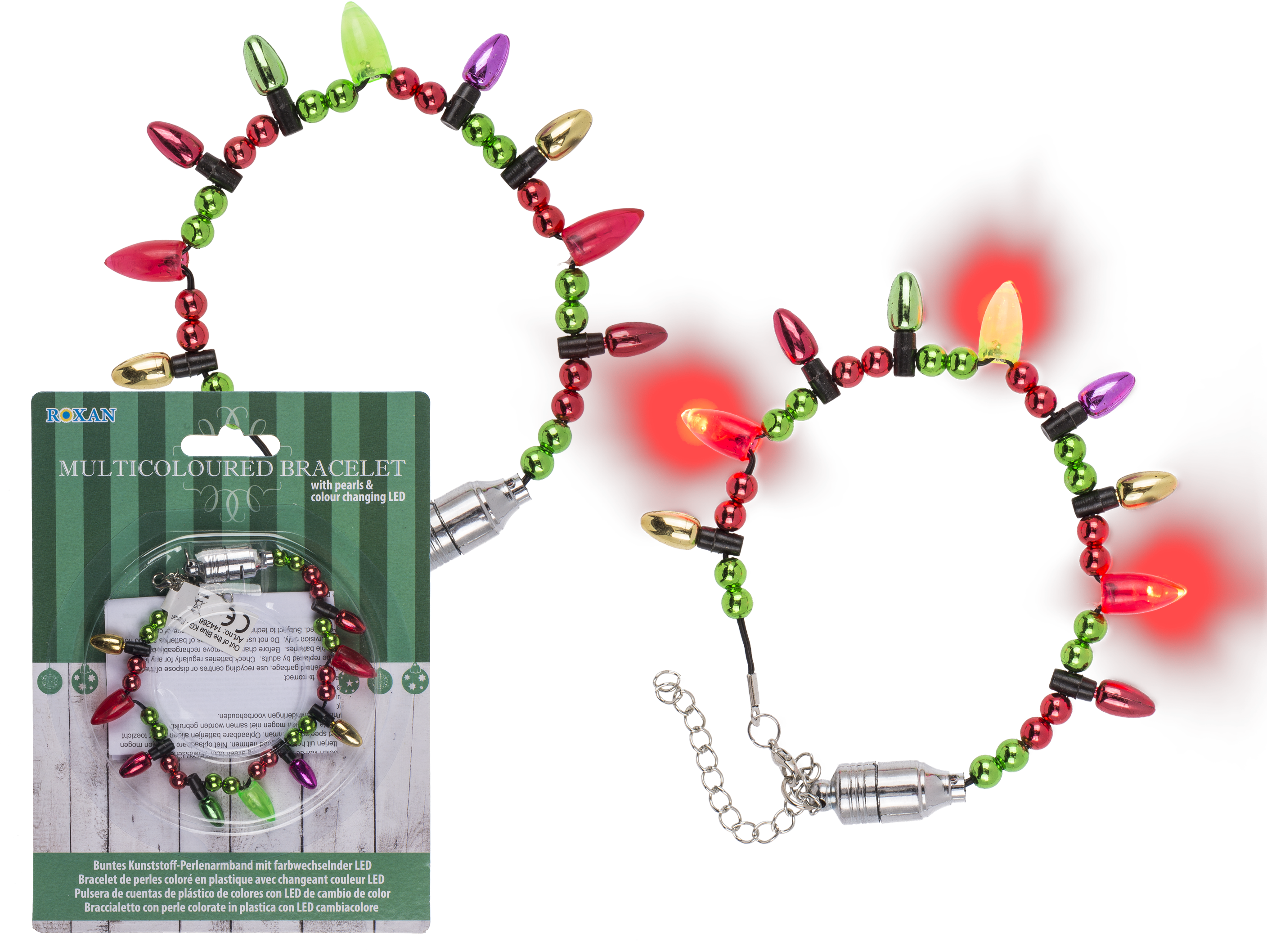 Multi Coloured Plastic Bracelet With Pearls With Colour - Bead (2835x2126), Png Download