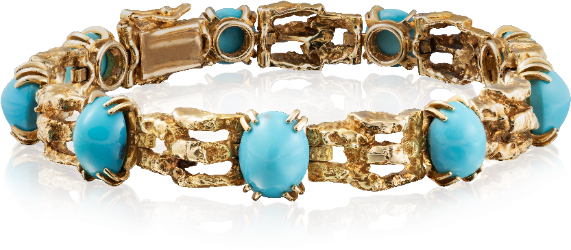 French 18ct Gold Turquoise 'chaumet' Bracelet - Bracelet (1000x1000), Png Download