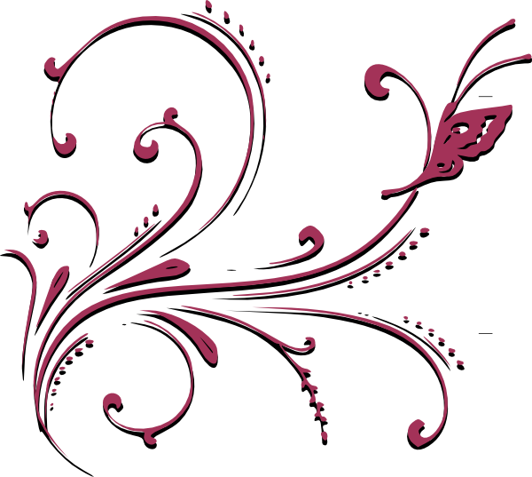 Free Floral Vector - Pink Butterfly Vector Png (600x537), Png Download