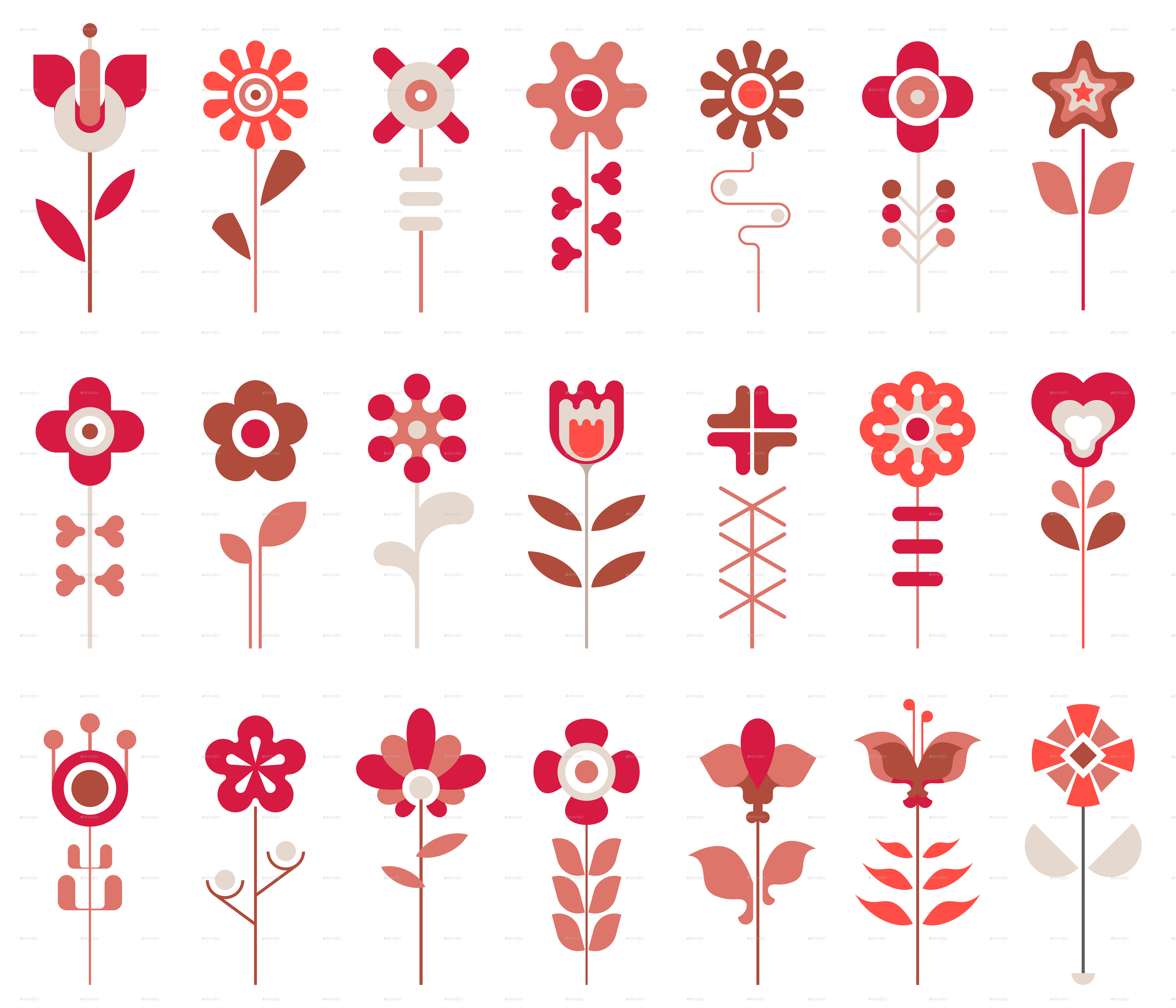 Flower Collection Bw - Vector Graphics (5827x5000), Png Download