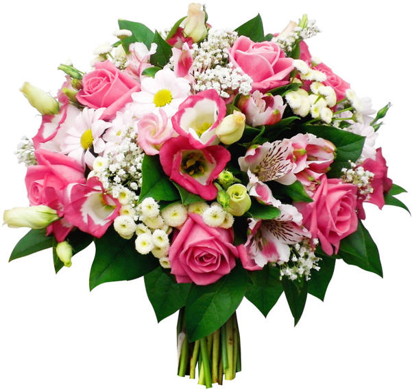 Tube Bouquet De Fleurs Rose Et Blanche - Flowers For Woman (600x600), Png Download