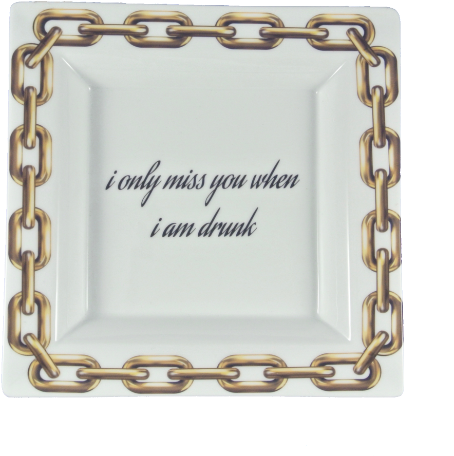 I Only Miss You When I'm Drunk Square Ashtray Or Tray - Picture Frame (1024x1024), Png Download
