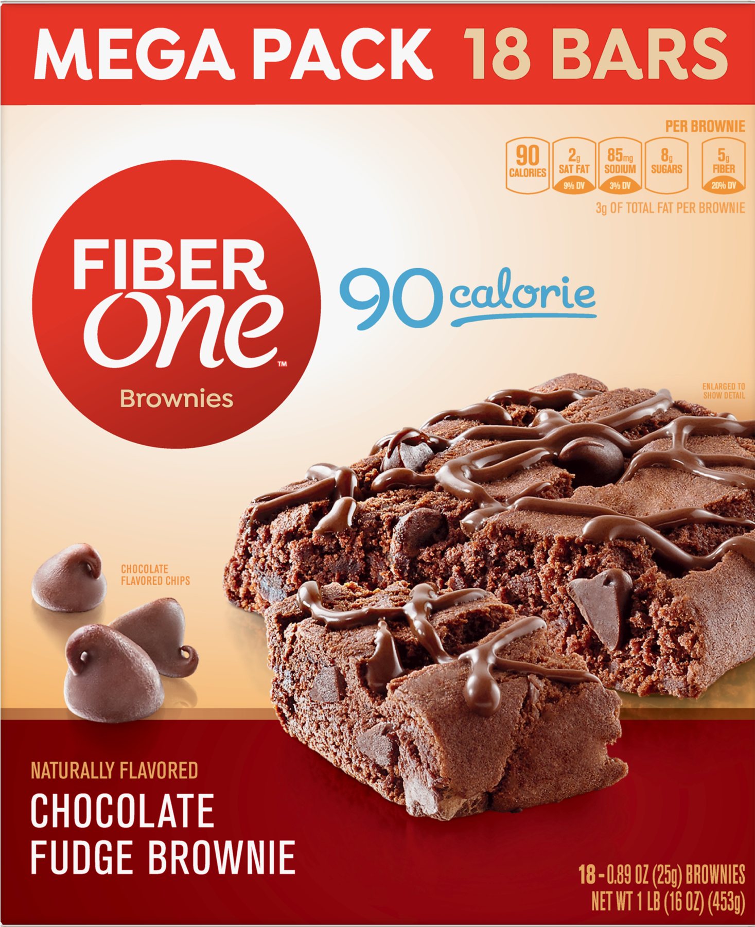 Fiber One 90 Calorie Chocolate Fudge Brownie Mega Pack - Fiber One Brownie (1800x1800), Png Download