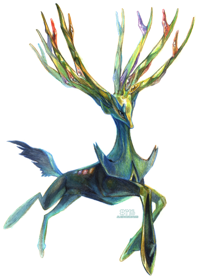 Xerneas Par - Pokémon Xerneas Dessin (747x1000), Png Download