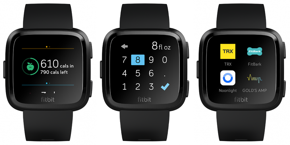 Fitbit Os - Fitbit Versa Black Aluminum (1020x510), Png Download