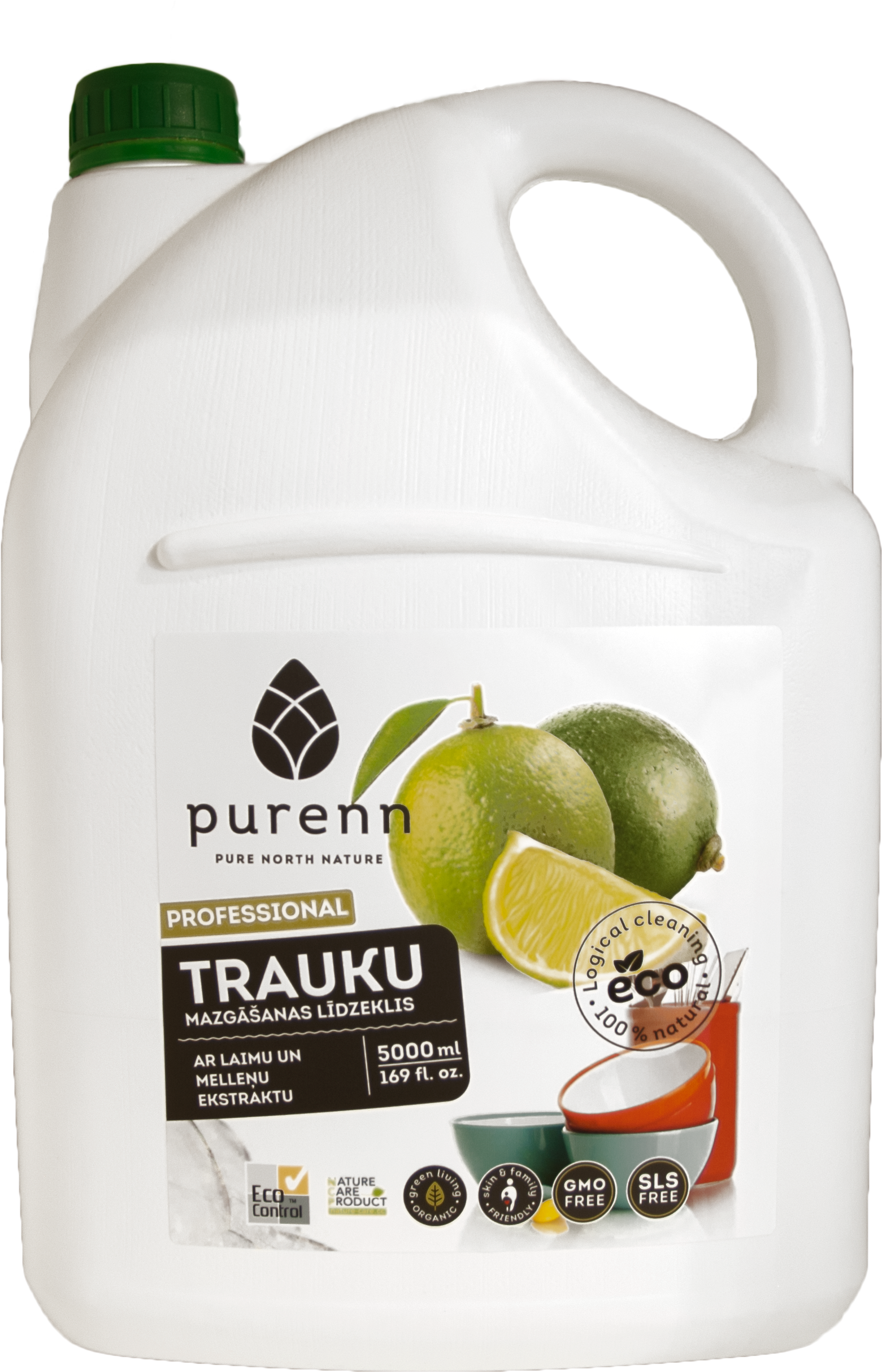 Purenn Dishwashing Liquid With Lime And Bilberry Extract - Lime Juice (1845x2524), Png Download
