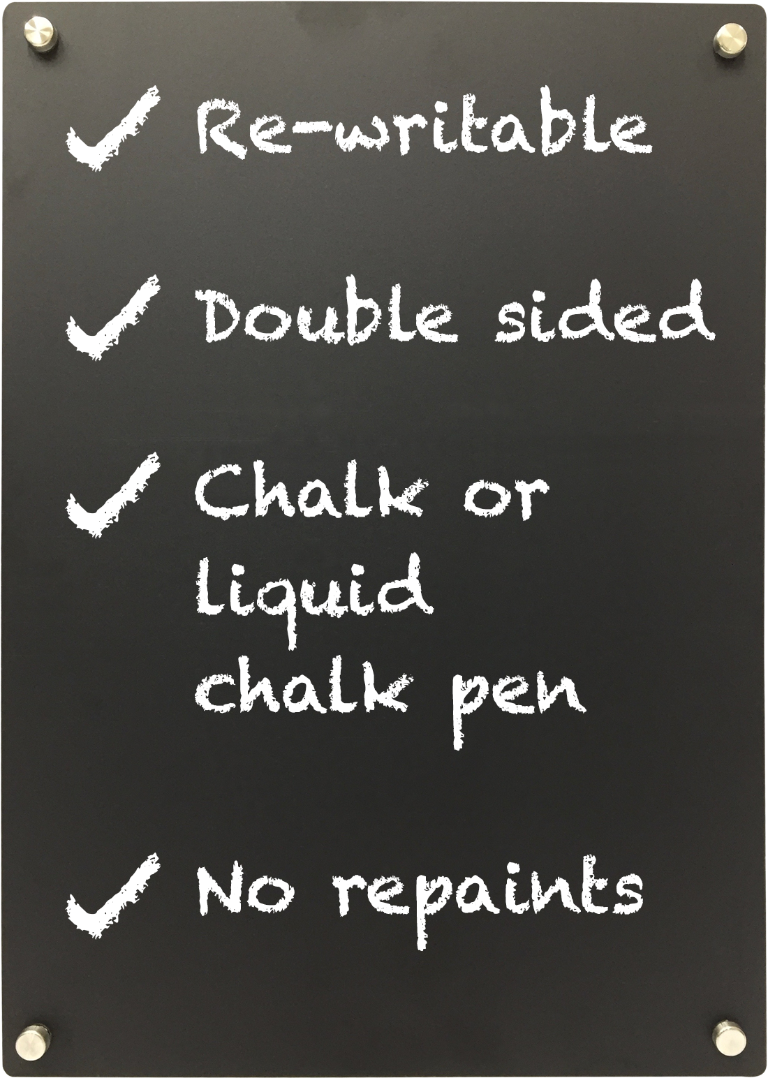 Double Sided Hpl Chalkboard Panels With Wall Stand-offs - Ink (1600x1600), Png Download