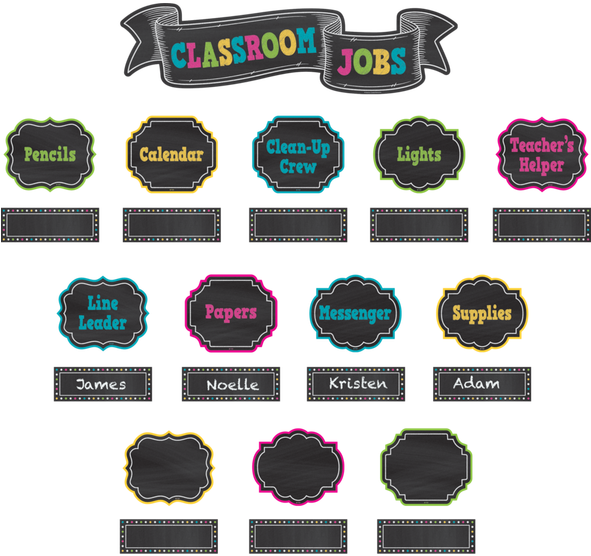 Chalkboard Brights Classroom Jobs Mini Bulletin Board - Chalkboard Brights Classroom Jobs (590x590), Png Download