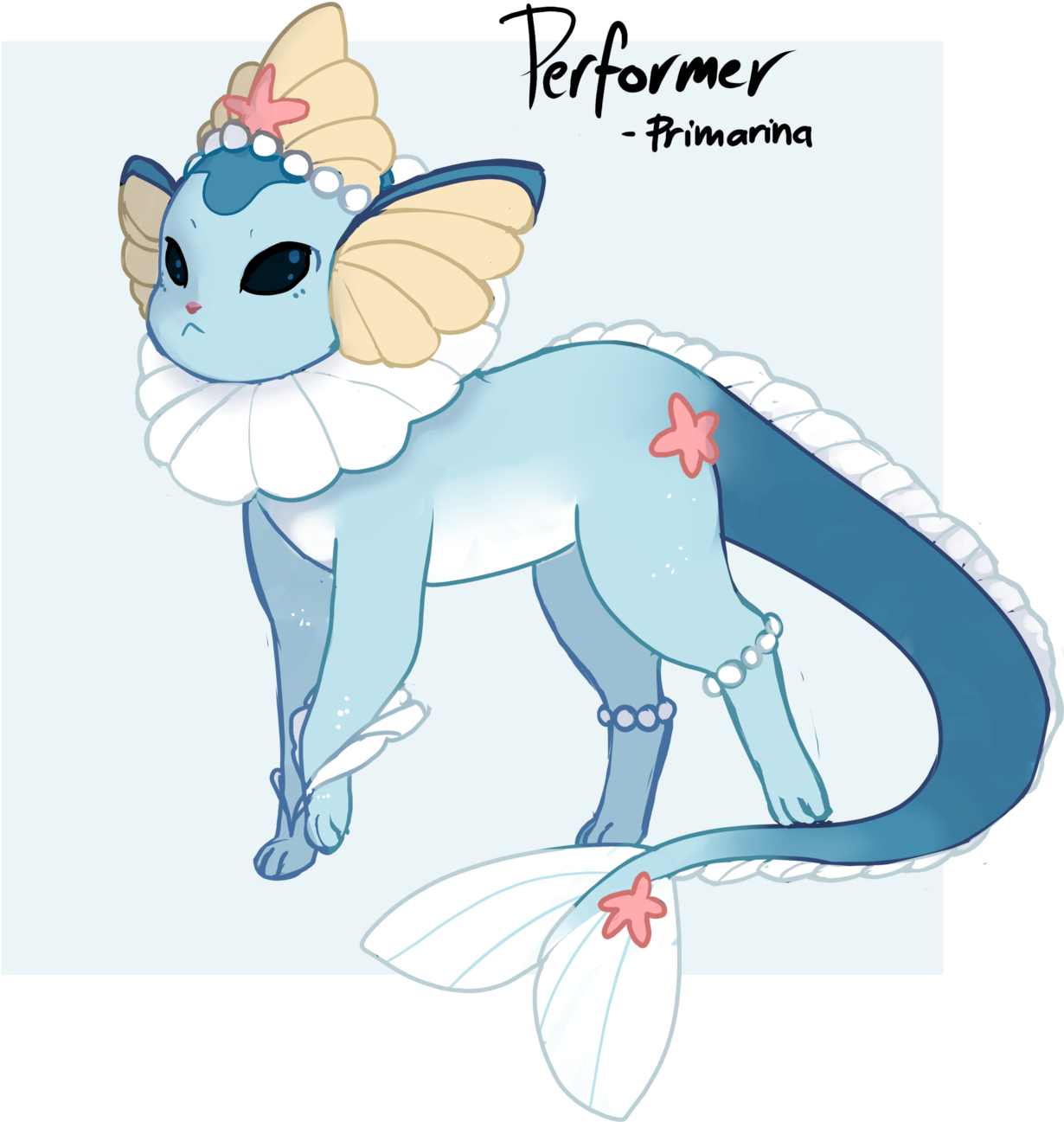 “ A Primarina / Vapereon Crossbreed ” - Cartoon (1280x1328), Png Download