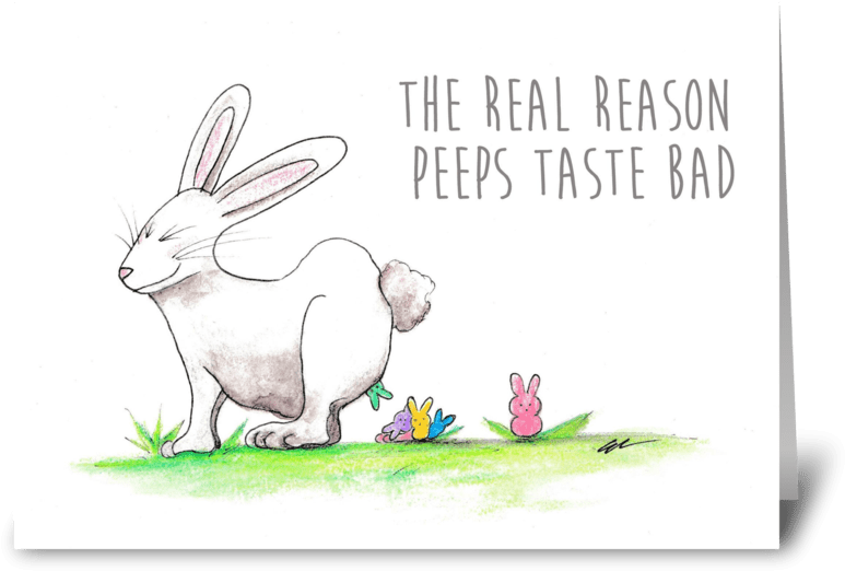 Bunny Peeps Greeting Card - Domestic Rabbit (848x698), Png Download