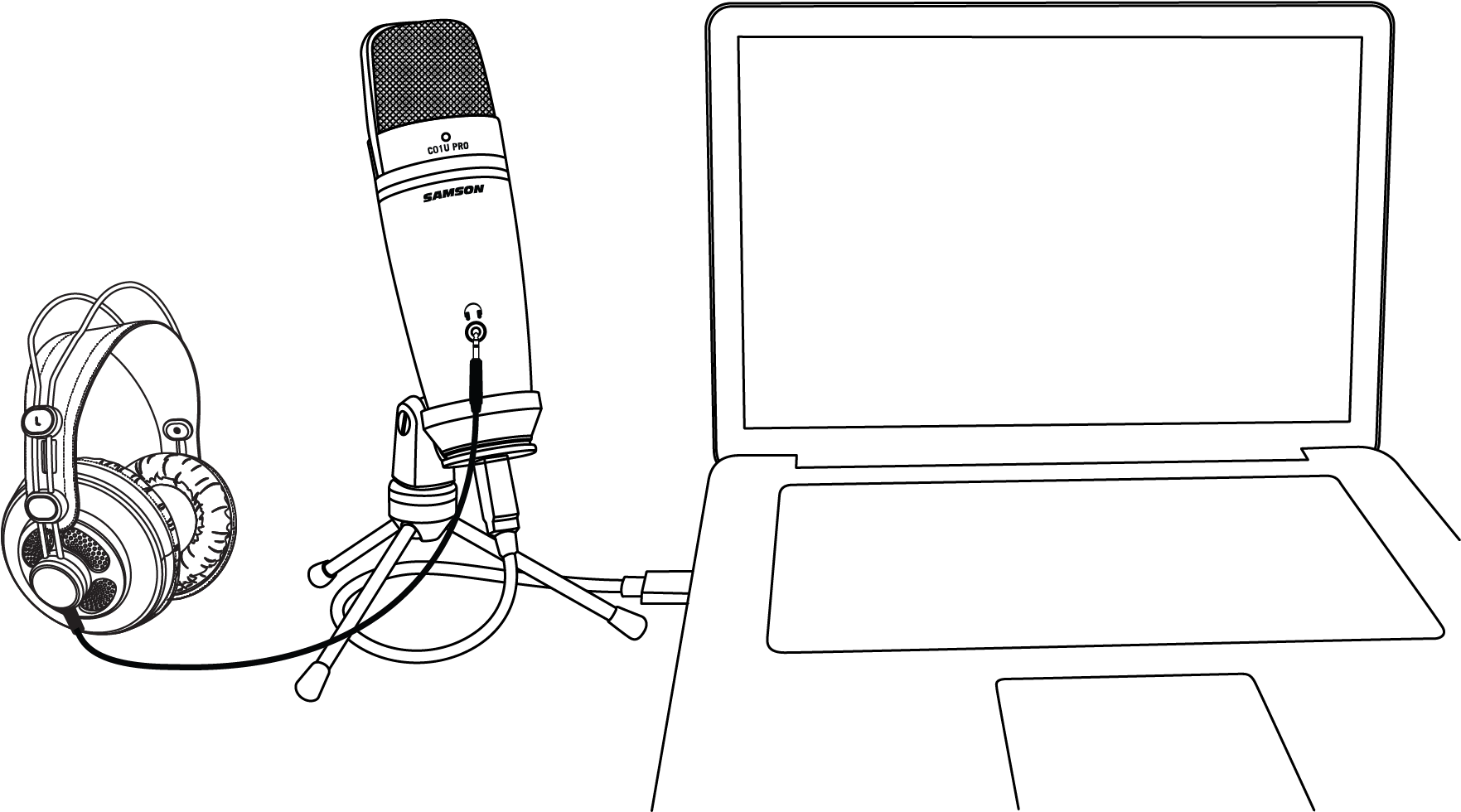 Launch Your Audio Software And Select The C01u Pro - Drawing (1762x1105), Png Download