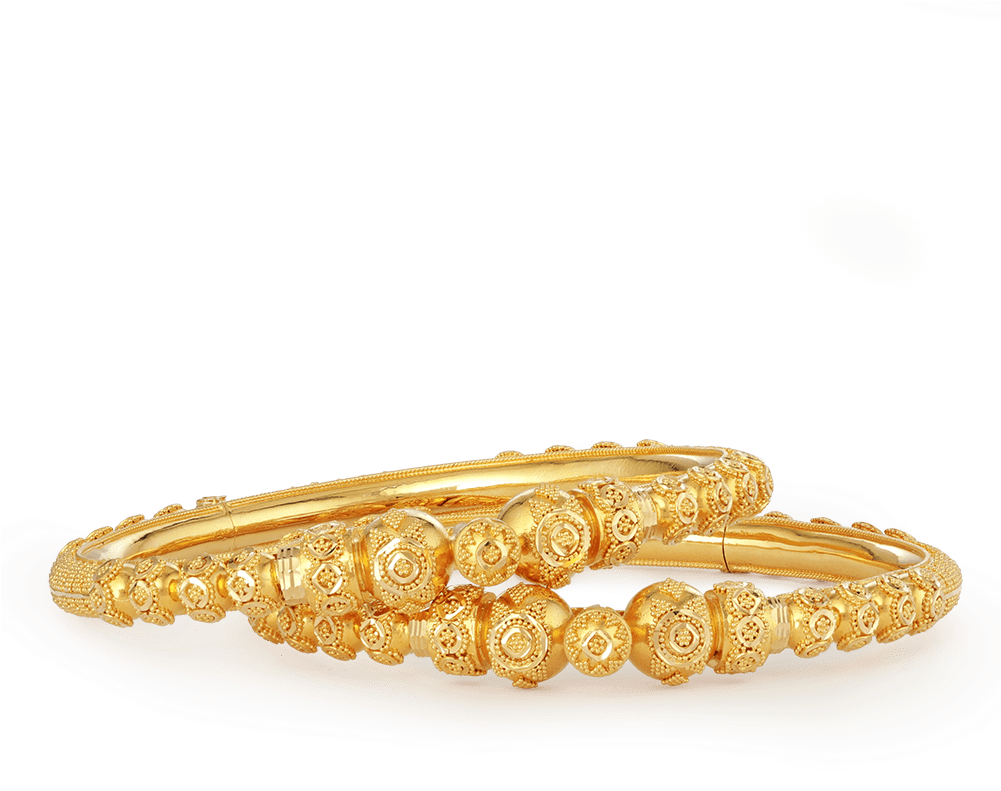 22ct Gold Jali Kada Bangles - Golden Bangles For Bride (1000x1000), Png Download