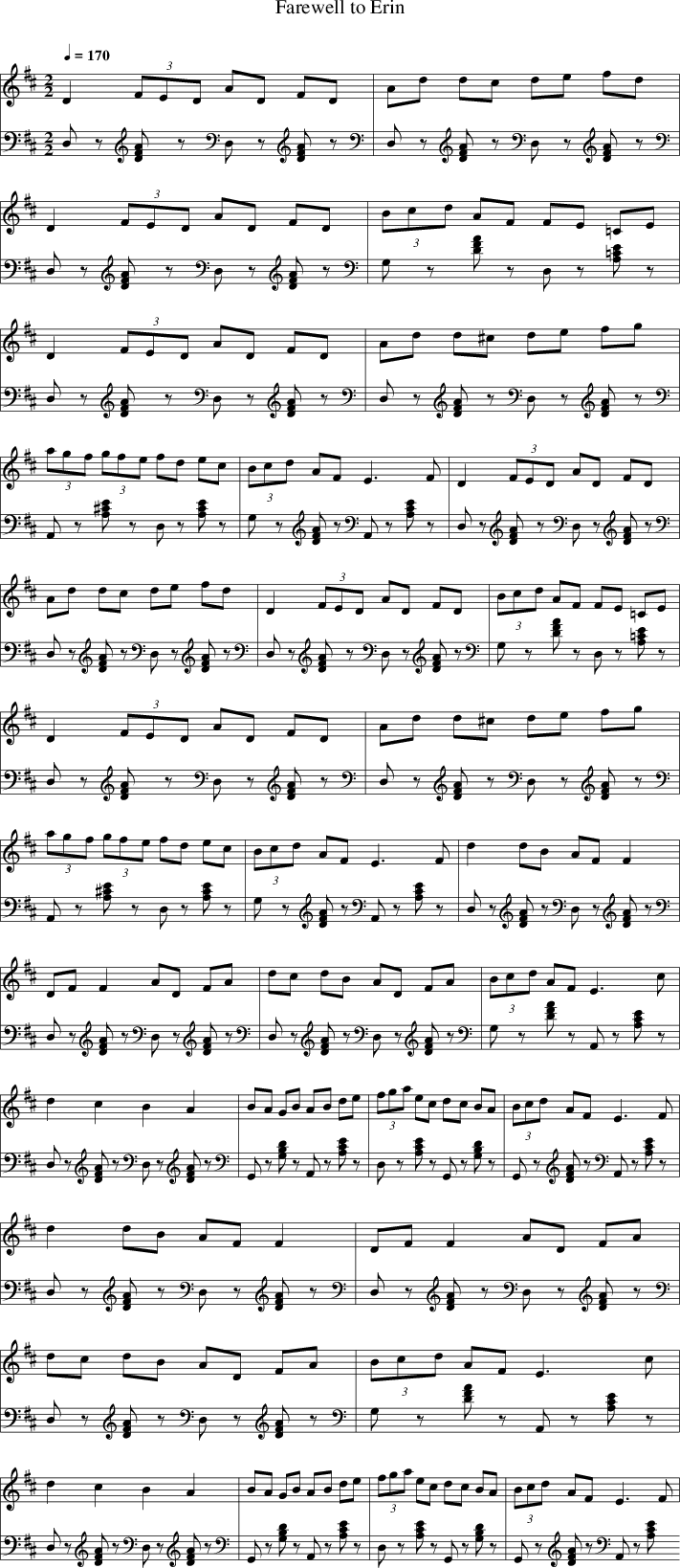 Listen To Farewell To Erin - Sheet Music (711x1638), Png Download