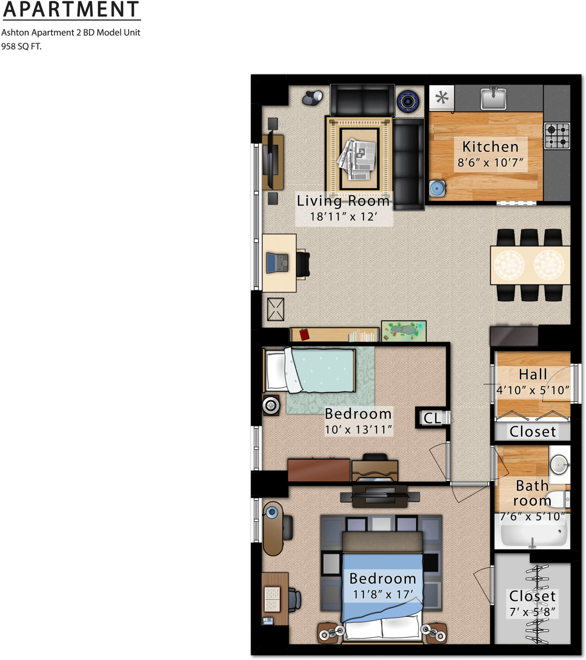 Ashton Apartment - Floor Plan (1800x1526), Png Download