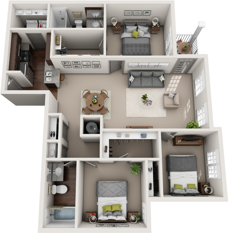 Kingston 3 Bedroom Floor Plan - Floor Plan (841x787), Png Download