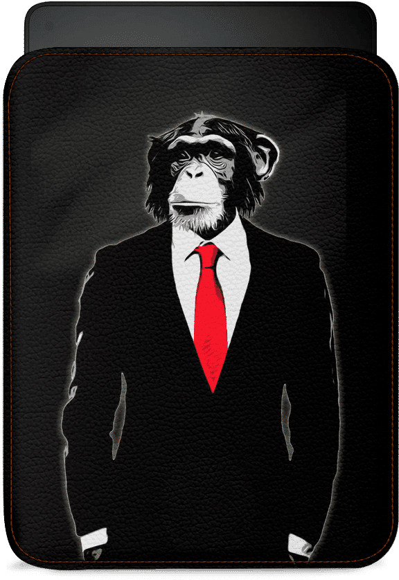 Dailyobjects Domesticated Monkey Real Leather Sleeve - Chimpanzee In A Suit (900x900), Png Download