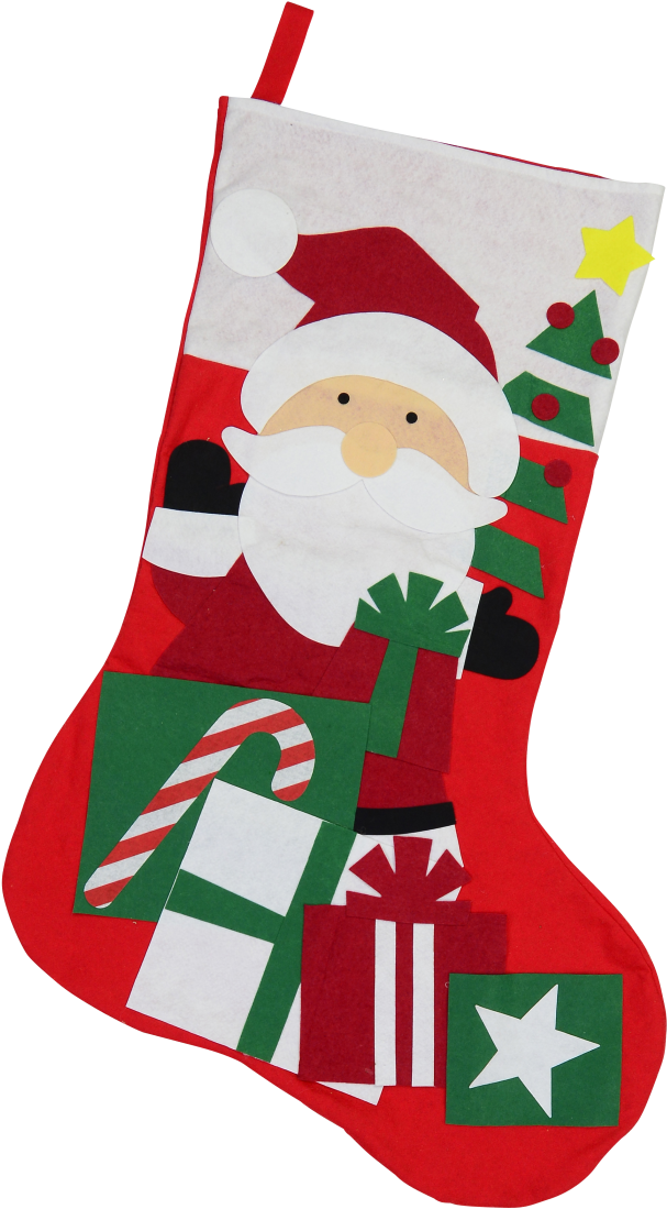 Large Christmas Stocking With Santa Design - Christmas Stocking (901x1200), Png Download