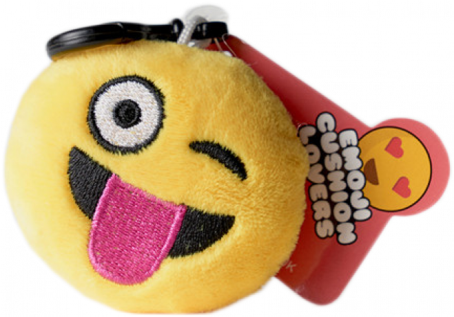 Emoji Keyring - Tongue Wink - Stuffed Toy (736x460), Png Download