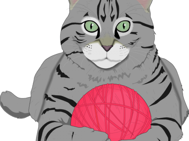 Kitten Clipart Ball Yarn - Dibujo Gato Gris (640x480), Png Download