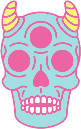 Cute Kawaii Skull Horns Blue Pink Pastel Tumblr Threeey - Pastel Skull (630x630), Png Download