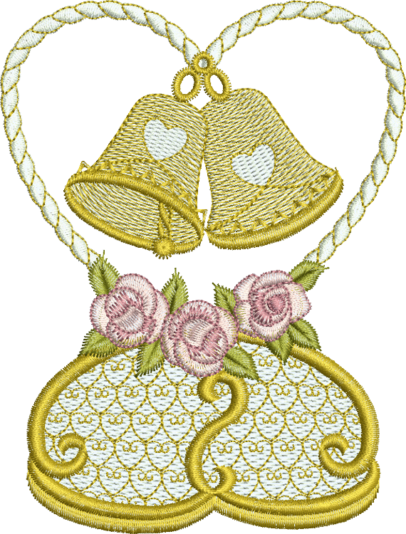 The Gallery For > Golden Wedding Bells Png Golden Wedding - Needlework (570x750), Png Download