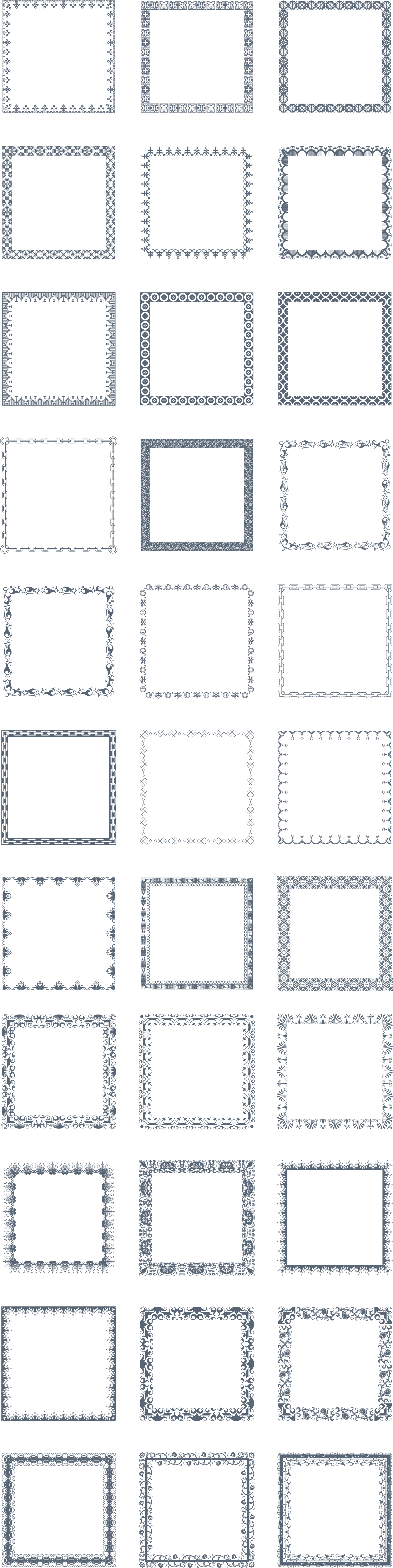 179 Vintage Borders - Monochrome (1920x7580), Png Download