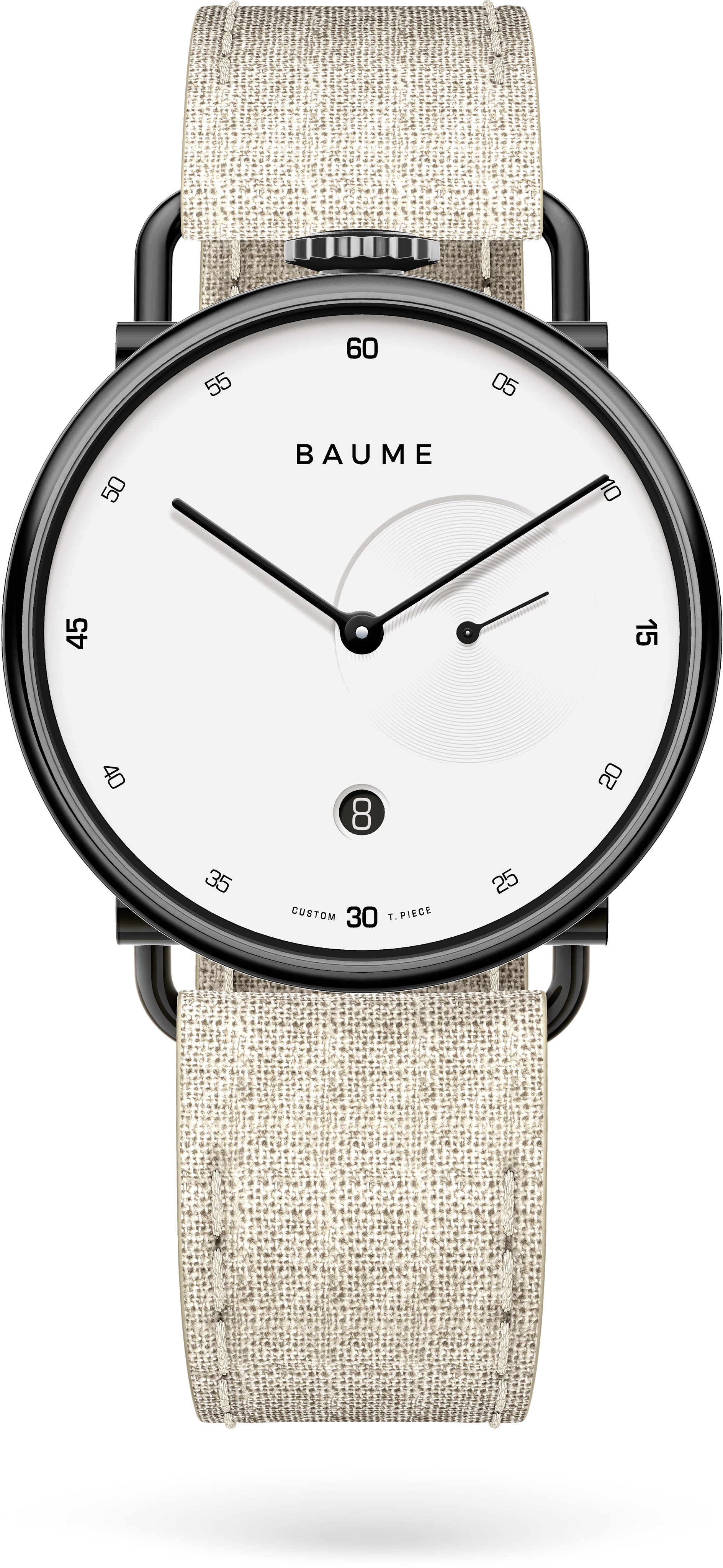 41mmdate Unisex Custom Watch Ronda Black Case Linen - Analog Watch (2048x4096), Png Download