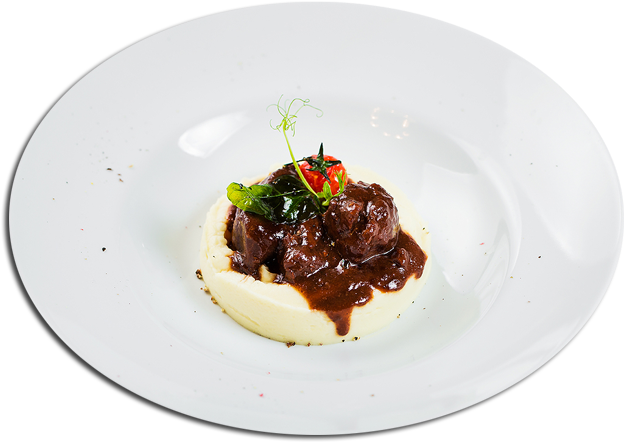 Veal Cheeks With Mashed Potatoes - Steak Au Poivre (699x452), Png Download