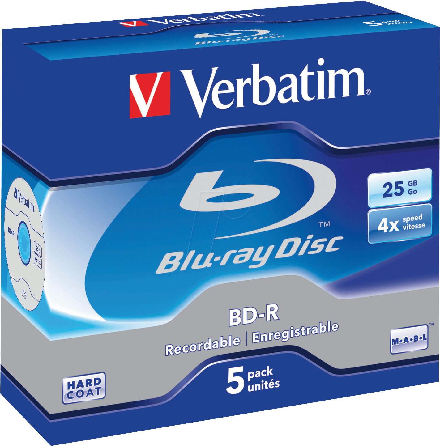 Verbatim Blu-ray Disc 25 Gb Pack Of Five Verbatim - Blu Ray Verbatim 25gb (1444x1452), Png Download