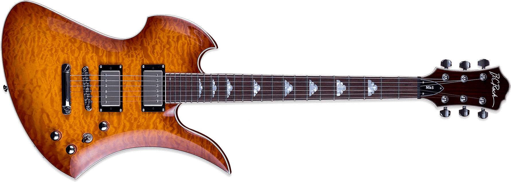Bc Rich Mk5 Mockingbird Amber Burst - Bc Rich Mockingbird Mk5 (1800x720), Png Download